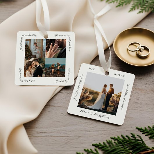 Minimal Couples Love Story Timeline Photo Moments Metalen Ornament