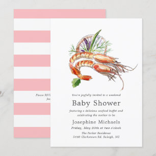 Minimal Crawfish Boil Baby shower   Blush stripes Kaart