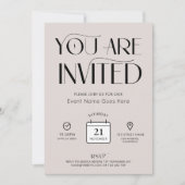 Minimal Cream Beige Trendy Font Business Party Kaart (Voorkant)