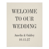 Minimal Cream Zwart Elegant Bruiloft Welkom Perfect Poster (Voorkant)