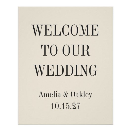 Minimal Cream Zwart Elegant Bruiloft Welkom Perfect Poster (Voorkant)