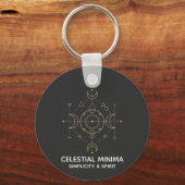 Minimal Crescent Moon & Sun Line Art | Boho Style Sleutelhanger (Voorkant)