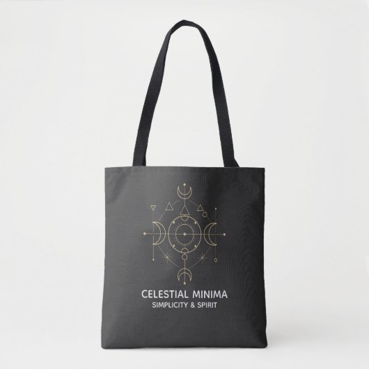 Minimal Crescent Moon & Sun Line Art | Boho Style Tote Bag (Voorkant)