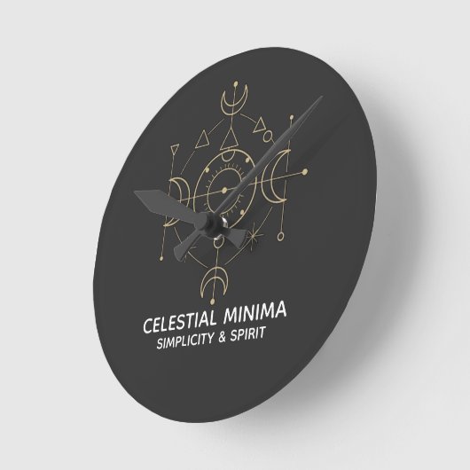 Minimal Crescent Moon & Sun Line Art (NO NUMBERS) Ronde Klok (Hoek)