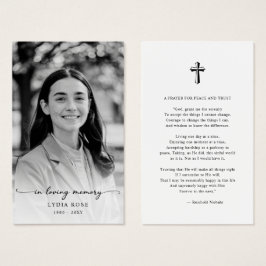 Minimal Cross Funeral Memorial Fotogebed Kaart