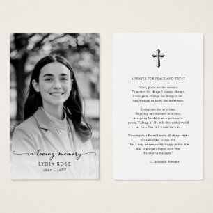 Minimal Cross Funeral Memorial Fotogebed Kaart