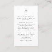 Minimal Cross Photo  Funeral Memorial Prayer Card Visitekaartje (Achterkant)