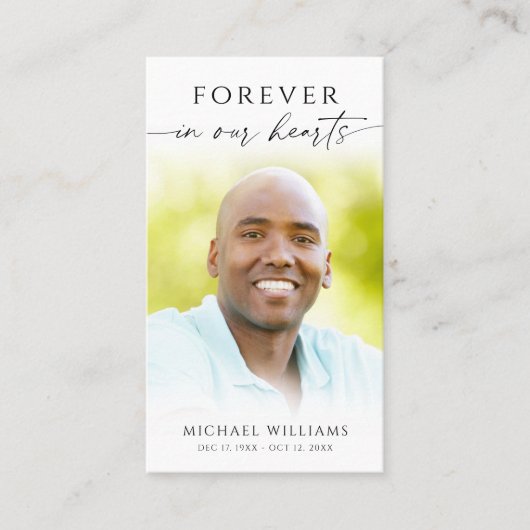 Minimal Cross Photo  Funeral Memorial Prayer Card Visitekaartje (Voorkant)