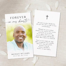 Minimal Cross Photo  Funeral Memorial Prayer Card Visitekaartje