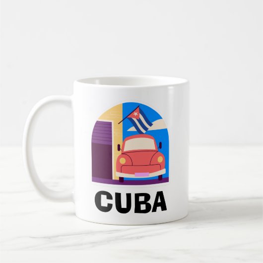 Minimal Cuba Island retro reizen Koffiemok (Links)