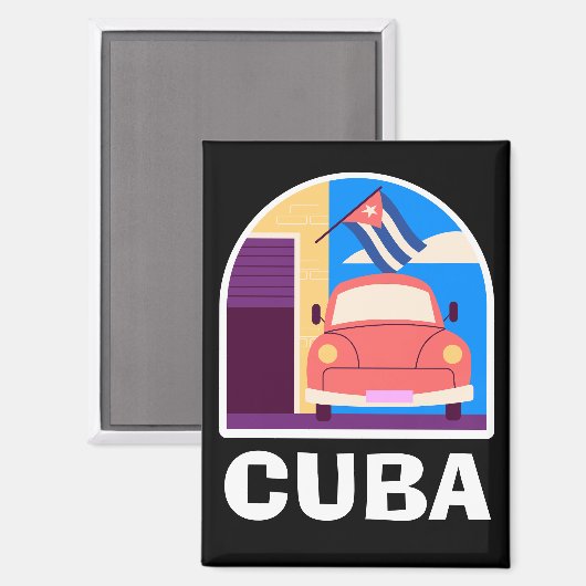 Minimal Cuba Island retro reizen Magneet (Voorkant / Achterkant)