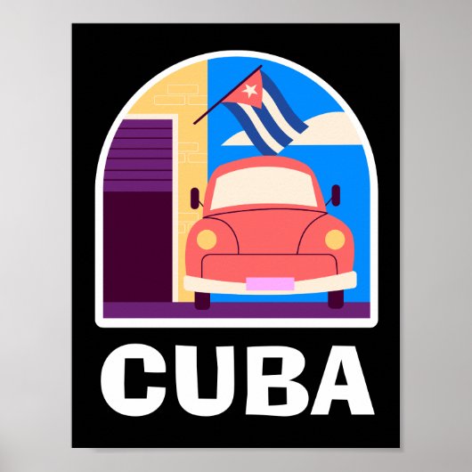 Minimal Cuba Island retro reizen Poster (Voorkant)