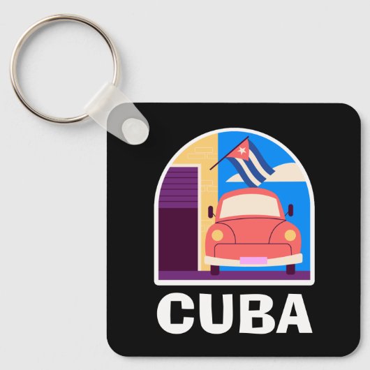 Minimal Cuba Island  retro reizen Sleutelhanger (Voorkant)