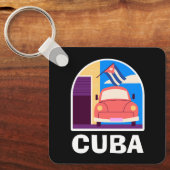 Minimal Cuba Island  retro reizen Sleutelhanger (Voorkant)