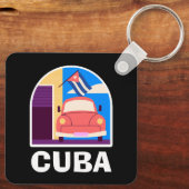 Minimal Cuba Island  retro reizen Sleutelhanger (Achterkant)