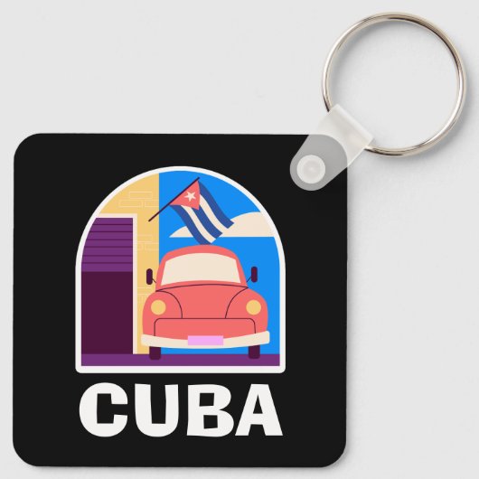 Minimal Cuba Island  retro reizen Sleutelhanger (Achterkant)