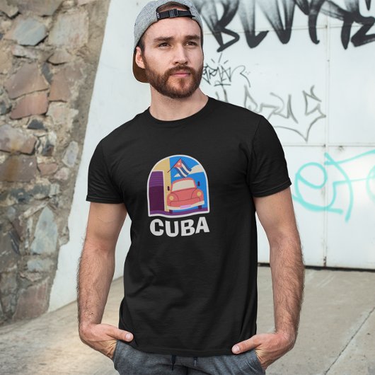 Minimal Cuba Island  retro reizen T-shirt