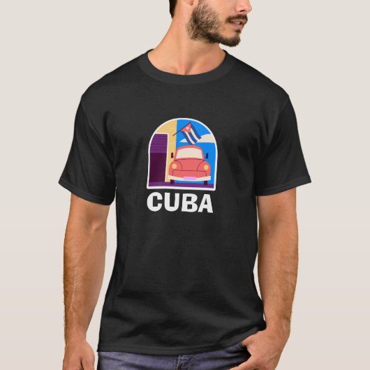 Minimal Cuba Island  retro reizen T-shirt (Voorkant)