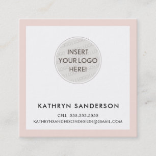 MINIMAL CUSTOM LOGO modern chic blush roze zwart Vierkante Visitekaartje