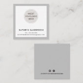 MINIMAL CUSTOM LOGO modern chic bord grijs zwart Vierkante Visitekaartje (Voorkant / Achterkant)