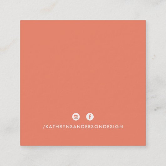 MINIMAL CUSTOM LOGO modern chic retro sinaasappel Vierkante Visitekaartje (Achterkant)