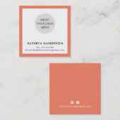 MINIMAL CUSTOM LOGO modern chic retro sinaasappel Vierkante Visitekaartje (Voorkant / Achterkant)