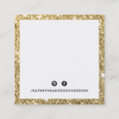 MINIMAL CUSTOM LOGO modern chique gouden glitter z Vierkante Visitekaartje (Achterkant)