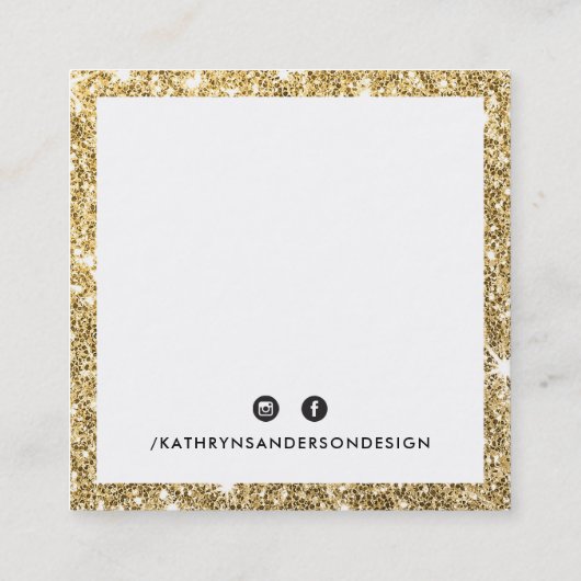 MINIMAL CUSTOM LOGO modern chique gouden glitter z Vierkante Visitekaartje (Achterkant)