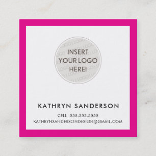 MINIMAL CUSTOM LOGO modern chique hot pink zwart Vierkante Visitekaartje