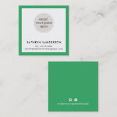 MINIMAL CUSTOM LOGO modern chique kelly groen blad Vierkante Visitekaartje (Voorkant / Achterkant)