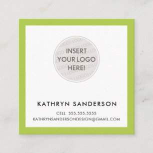 MINIMAL CUSTOM LOGO modern chique limoengroen zwar Vierkante Visitekaartje