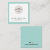 MINIMAL CUSTOM LOGO modern chique pastel mint zwar Vierkante Visitekaartje (Voorkant / Achterkant)