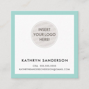 MINIMAL CUSTOM LOGO modern chique pastel mint zwar Vierkante Visitekaartje