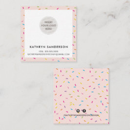 MINIMAL CUSTOM LOGO moderne blush roze sprinkles Vierkante Visitekaartje
