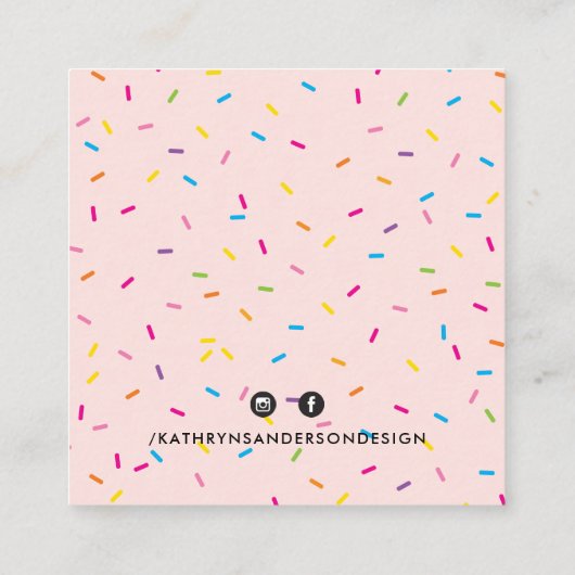 MINIMAL CUSTOM LOGO moderne blush roze sprinkles Vierkante Visitekaartje (Achterkant)