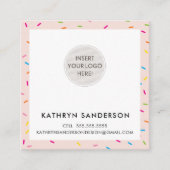 MINIMAL CUSTOM LOGO moderne blush roze sprinkles Vierkante Visitekaartje (Voorkant)