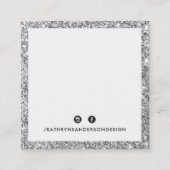 MINIMAL CUSTOM LOGO moderne chique zilveren glitte Vierkante Visitekaartje (Achterkant)