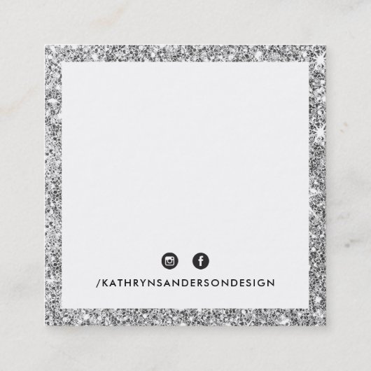 MINIMAL CUSTOM LOGO moderne chique zilveren glitte Vierkante Visitekaartje (Achterkant)