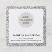 MINIMAL CUSTOM LOGO moderne chique zilveren glitte Vierkante Visitekaartje (Voorkant)