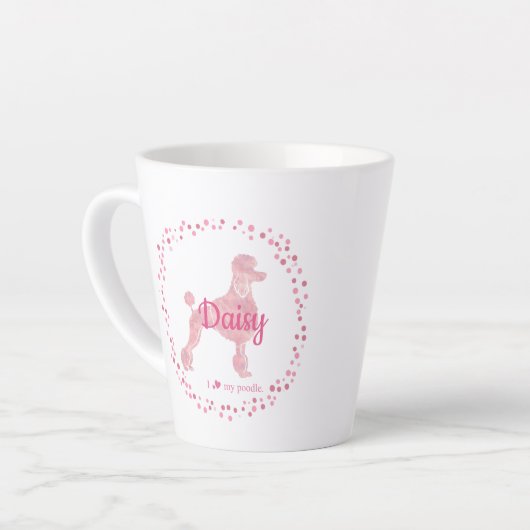 Minimal Custom Pastel Pink Poodle Silhouette Latte Mok (Linkerhoek)