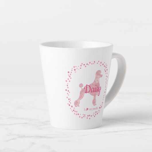 Minimal Custom Pastel Pink Poodle Silhouette Latte Mok (Rechterhoek)