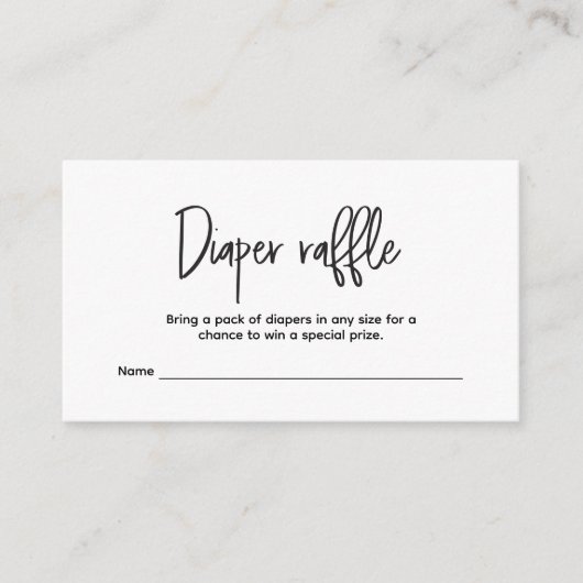 Minimal Custom Simple Diaper Raffle ticket  Informatiekaartje (Voorkant)