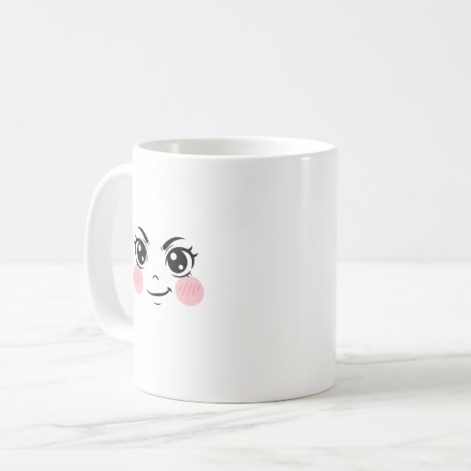 Minimal Cute Anime Face Mug Koffiemok (Voorkant links)