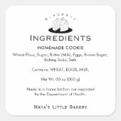 Minimal Cute Cake Logo Bakery Ingredient Product Vierkante Sticker (Voorkant)