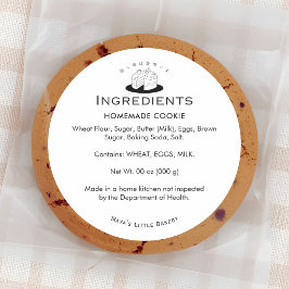 Minimal Cute Cake Logo Bakery Ingredient Ronde Sticker