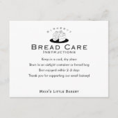 Minimal Cute Cake Logo Bread Care Instructions Bedankkaart (Voorkant)