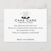 Minimal Cute Cake Logo Care Instructions Bedankkaart (Voorkant)
