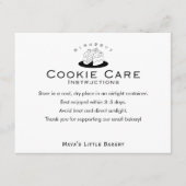 Minimal Cute Cake Logo Cookie Care Instructions Bedankkaart (Voorkant)