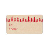 Minimal cute Christmas trees red Kraft print Etiket (Voorkant)