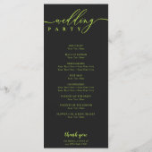 Minimal Cyber Lime Jet Black Wedding Ceremony Programmakaart (Achterkant)